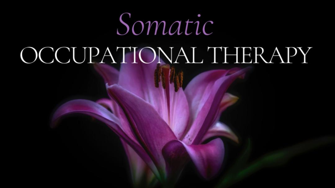 Flower with somatic occupational therapy as text overlay